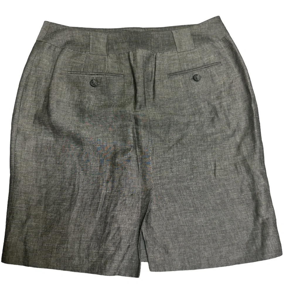 Ann Taylor Loft Gray‎ Linen Blend Skirt Sz 6 Excellent 20 inch length